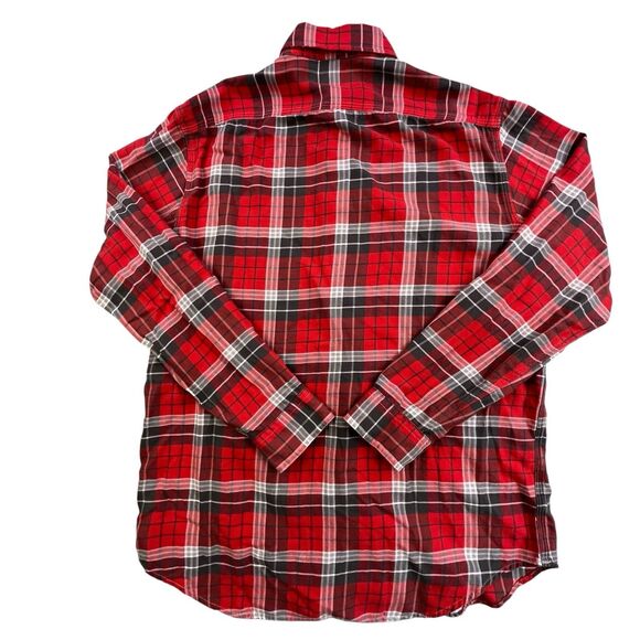 Polo Ralph Lauren Loop Collar Flannel Shirt Men M Red Plaid Long Sleeve Designer - Picture 8 of 12